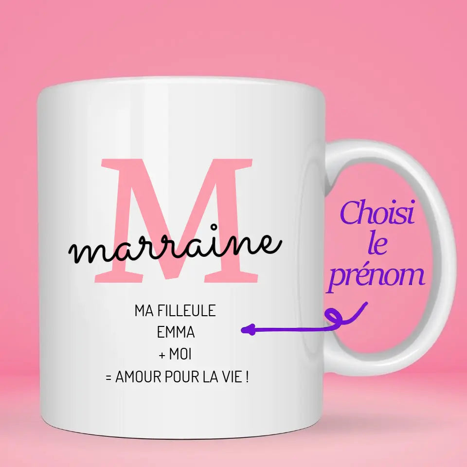 Lalasol Mug Cadeau Pour Marraine – Prénom Personnalisé – Tasse Pour  Nouvelle Marraine et Nouvelle Naissance Bébé - Imprimé en France :  : Cuisine et Maison