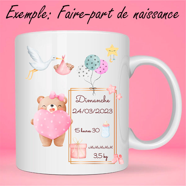 Mug personnalisé - faire-part de naissance