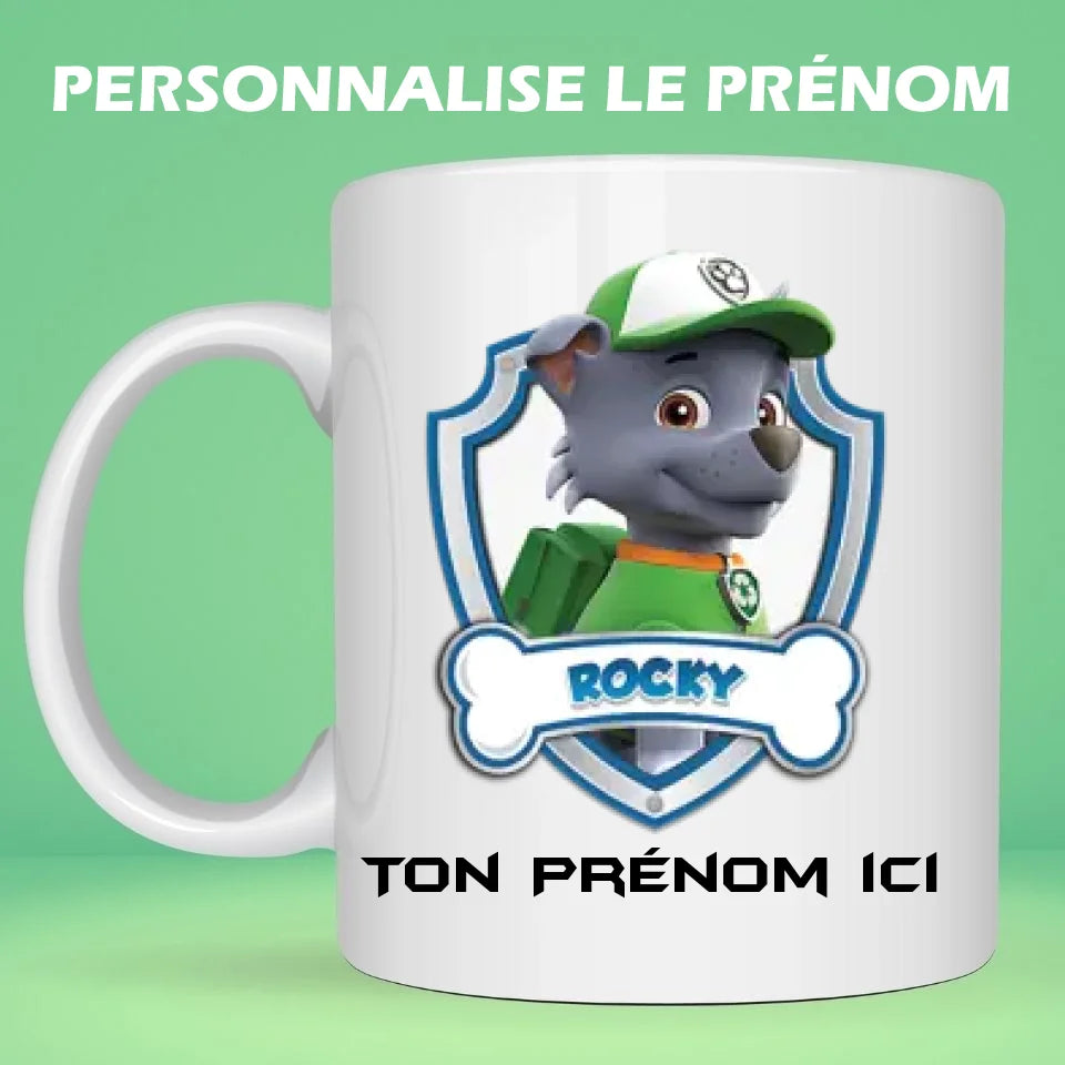 Mug personnalisé · La Pat Patrouille · Rocky Super héro Recto  Petit11