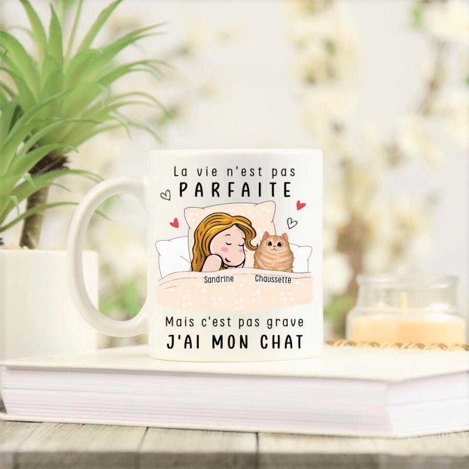 Petit 11 · Mug personnalisé ▪ Jusqu'à 3 chats - La vie n'est pas parfaite mais c'est pas grave, j'ai mon chat mug-humour, mug-anniversaire, mug-multi-occasions, mug-animaux, mug-personnalise-noel, mug-nouvel-an- -2