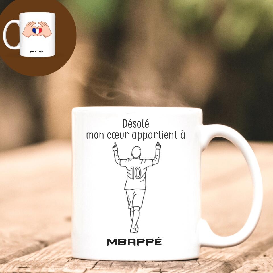 Petit 11 · Mug personnalisé Football · Mon cœur appartient à mug-anniversaire, mug-sport, mug-multi-occasions, mug-personnalise-noel, mug-nouvel-an- -1