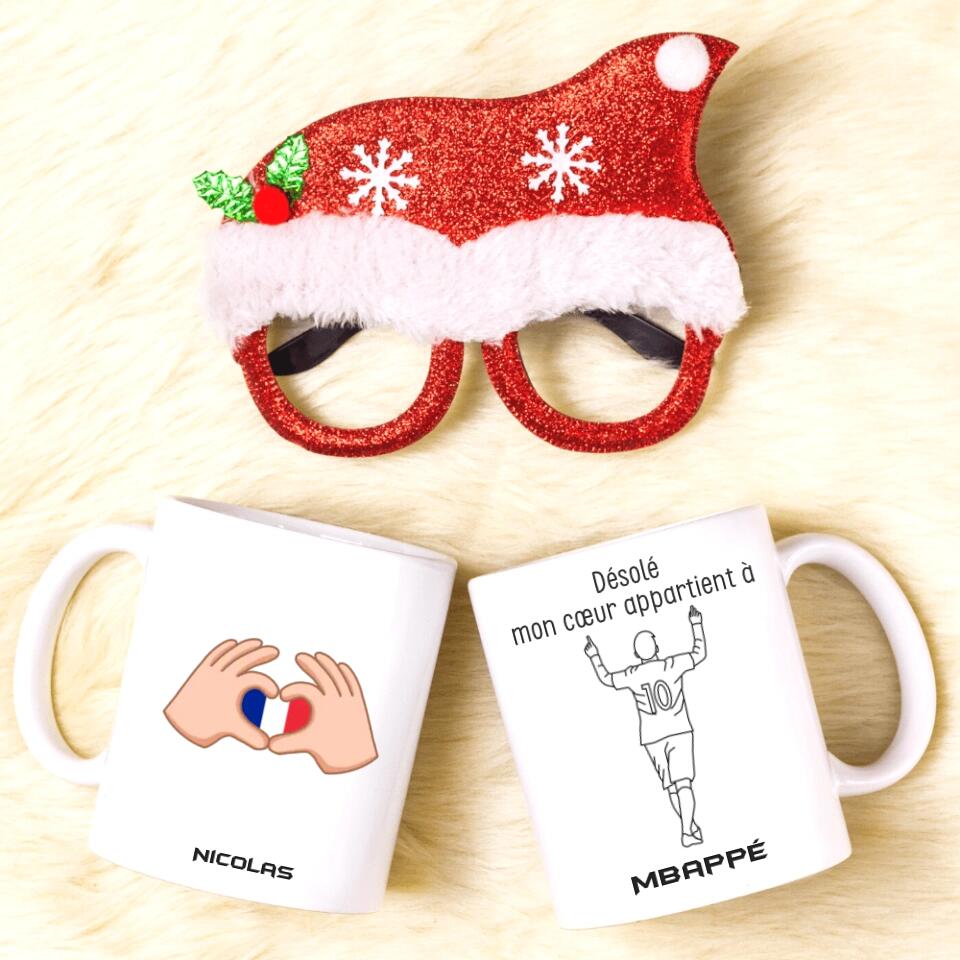 Petit 11 · Mug personnalisé Football · Mon cœur appartient à mug-anniversaire, mug-sport, mug-multi-occasions, mug-personnalise-noel, mug-nouvel-an- -3
