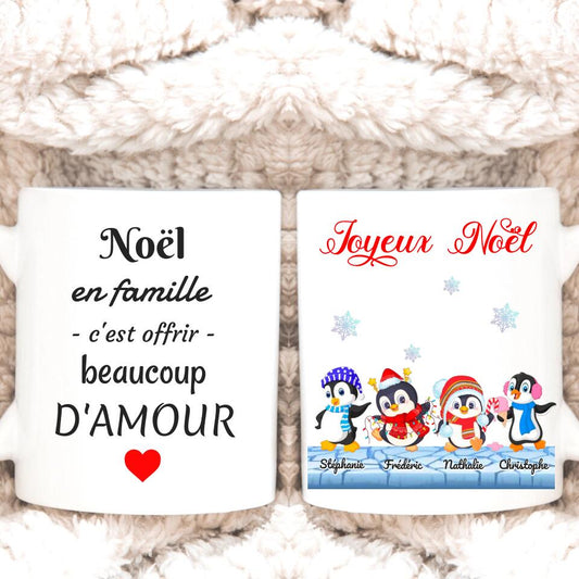 Petit 11 · Mug personnalisé ▪ Joyeux Noël Famille Pingouins mug-famille, mug-personnalise-noel- -2