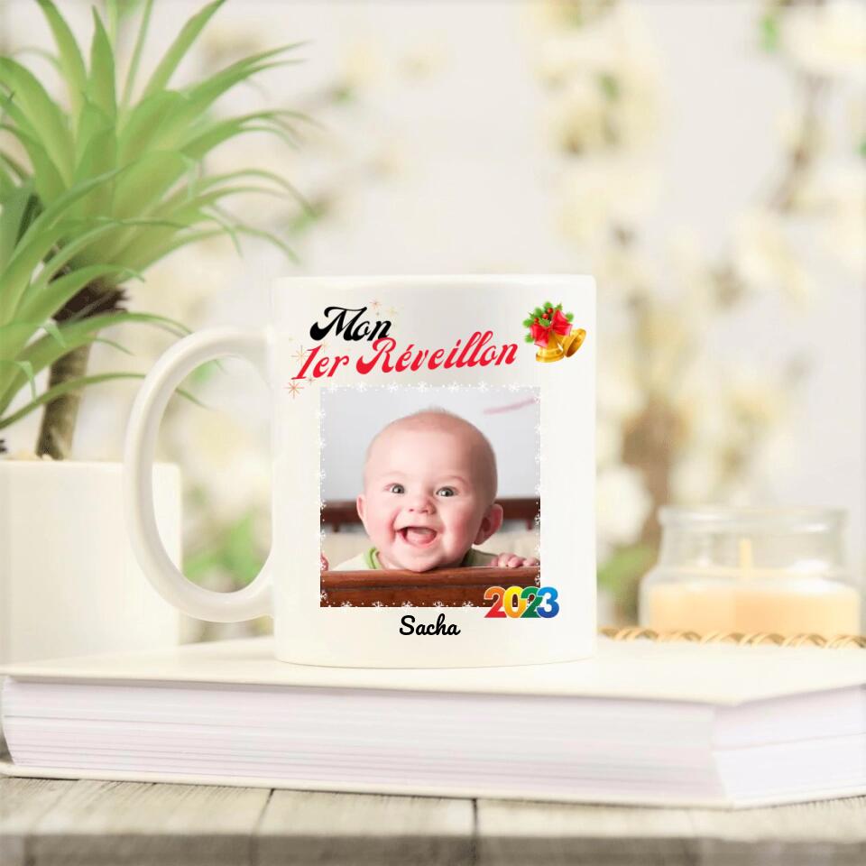 Petit 11 · Mug personnalisé Mon premier réveillon photo bébé