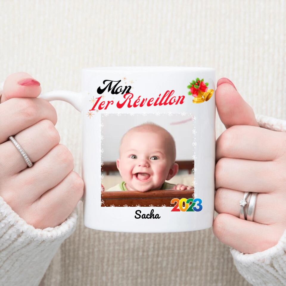 Petit 11 · Mug personnalisé Mon premier réveillon photo bébé