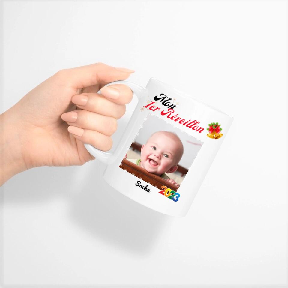 Petit 11 · Mug personnalisé Mon premier réveillon photo bébé