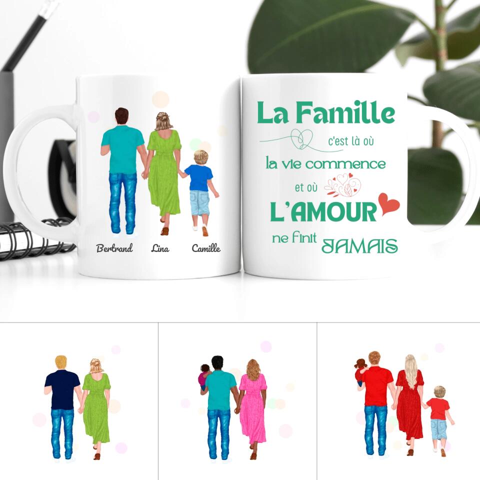 Petit 11 · Mug personnalisé Portrait Tableau Famille Personnalisé La famille c'est là où la vie commence et là où l'Amour ne finit jamais mug-amour, mug-famille, mug-cremaillere, mug-multi-occasions, mug-personnalise-noel- -1