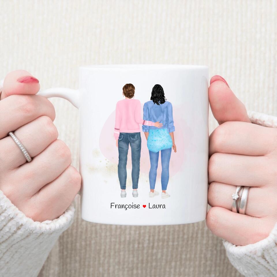 Petit 11 Mug personnalisé Portrait Deux femmes Formidable Collègue Amie, dur à trouver, difficile à quitter & Impossible à oublier Je t'adore
