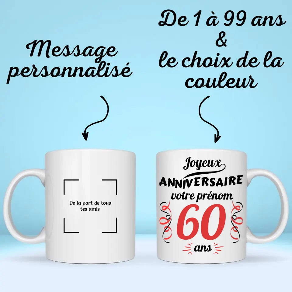 Mug Joyeux anniversaire personnalisable