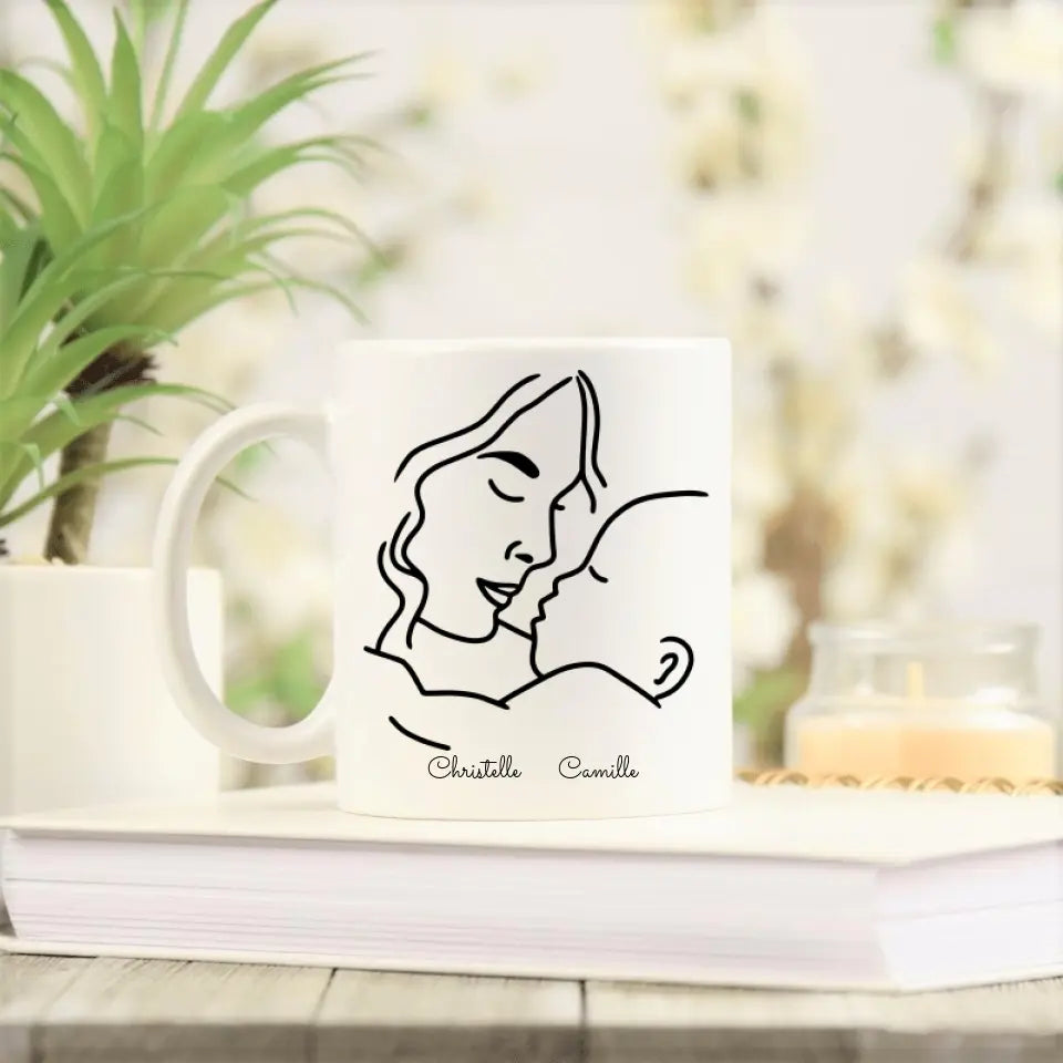 Mug personnalisé mère & enfant Lineart Je t'aime maman - petit 11