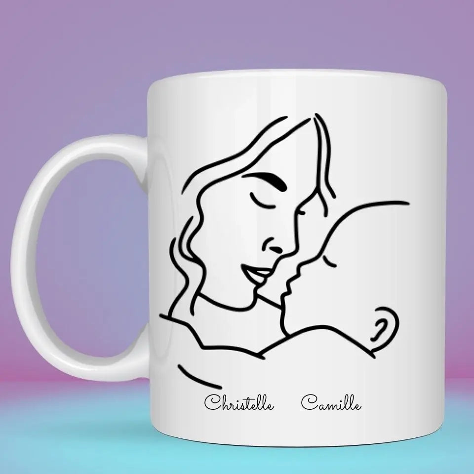 Mug personnalisé mère & enfant Lineart Je t'aime maman - petit 11