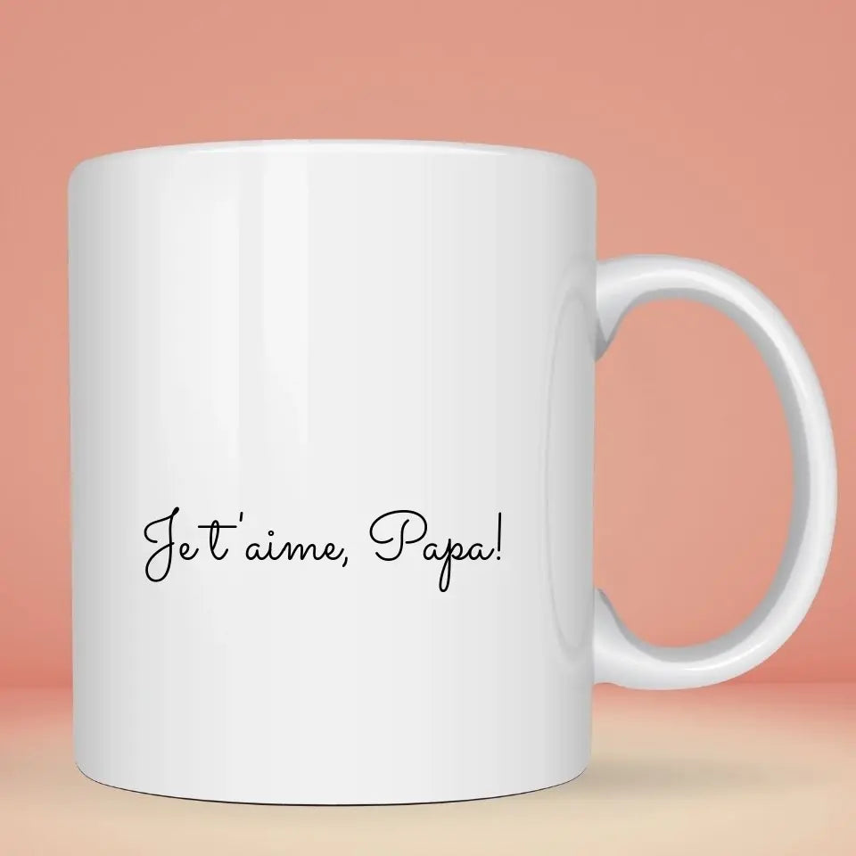 Petit 11 - mug personnalisé avec portrait d'un papa avec un enfant & message je t'aime papa