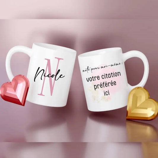 Petit 11 · Mug personnalisé Elégant Prénom Initiale & Citation libre mug-humour, mug-multi-occasions, mug-personnalise-noel, mug-nouvel-an- -1