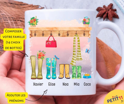 Petit 11 · Mug personnalisé ▪ Famille Bottes Aquarelles▪ Home Sweet Home mug-famille, mug-cremaillere, mug-multi-occasions, mug-couple, mug-homme, mug-femme, mug-animaux