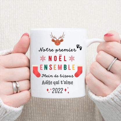 Petit 11 · Mug personnalisé Premier Noël Ensemble Papa Maman Parrain Marraine Papy Mamie ... mug-famille, mug-grossesse-naissance, mug-personnalise-noel- -4