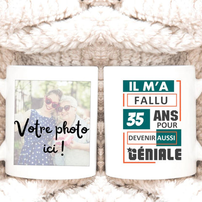 Petit 11 · Mug personnalisé  Anniversaire Il m'a fallu @ ans pour devenir aussi génial - version photo mug-humour, mug-anniversaire- -5