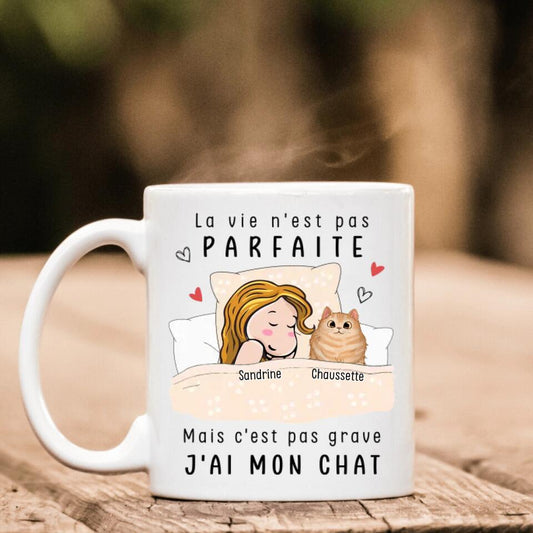 Petit 11 · Mug personnalisé ▪ Jusqu'à 3 chats - La vie n'est pas parfaite mais c'est pas grave, j'ai mon chat mug-humour, mug-anniversaire, mug-multi-occasions, mug-animaux, mug-personnalise-noel, mug-nouvel-an- -1