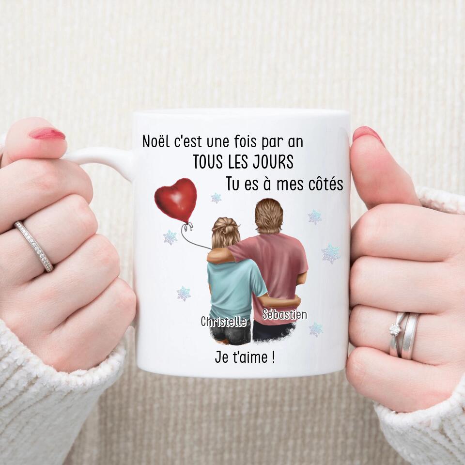 Petit 11 · Mug personnalisé couple dessin Je t'aime Noel c'est une fois par an tous les jours tu es à mes côtés