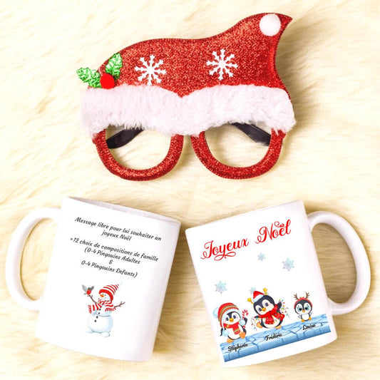 Petit 11 · Mug personnalisé Joyeux Noël Famille Pingouins Texte libre mug-famille, mug-personnalise-noel- -1