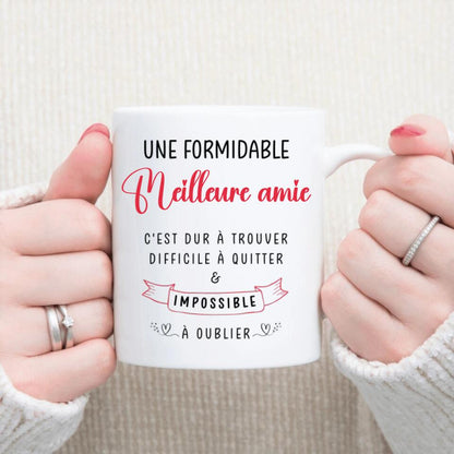 Petit 11 · Mug personnalisé deux amies deux femmes dos texte une formidable meilleure amie c'est dur à trouver difficile à quitter & impossible à oublier