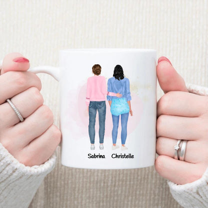 Petit 11 · Mug personnalisé deux amies deux femmes dos texte une formidable meilleure amie c'est dur à trouver difficile à quitter & impossible à oublier