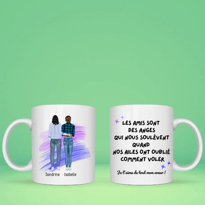 Mug personnalisé 2 amies avec texte - Illustration
