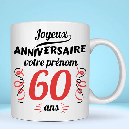 Mug Joyeux anniversaire personnalisable droite